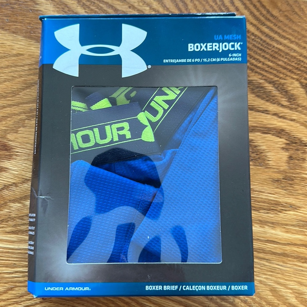 Men’s Under Armour 6” Mesh BoxerJock Boxer Brief Underwear Size Small Color Blue